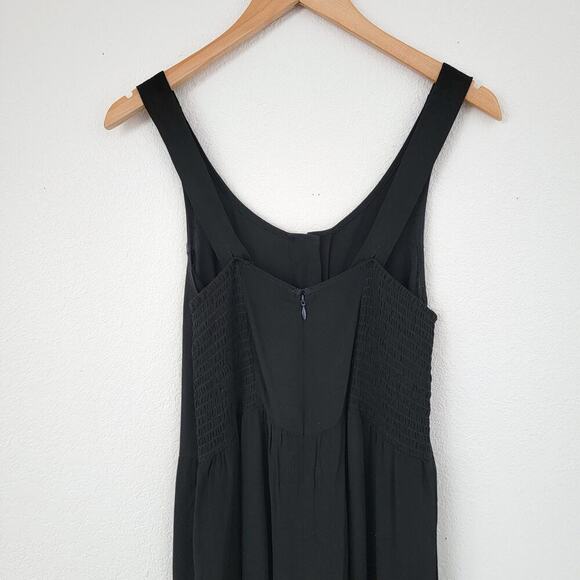 Madewell Smocked Black Button Front Wide Leg Sleeveless Jumper One Piece Size 2 - Picture 8 of 11